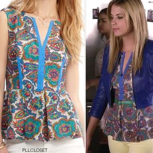 Rachel Roy Silk Paisley Peplum Blouse Size 2
